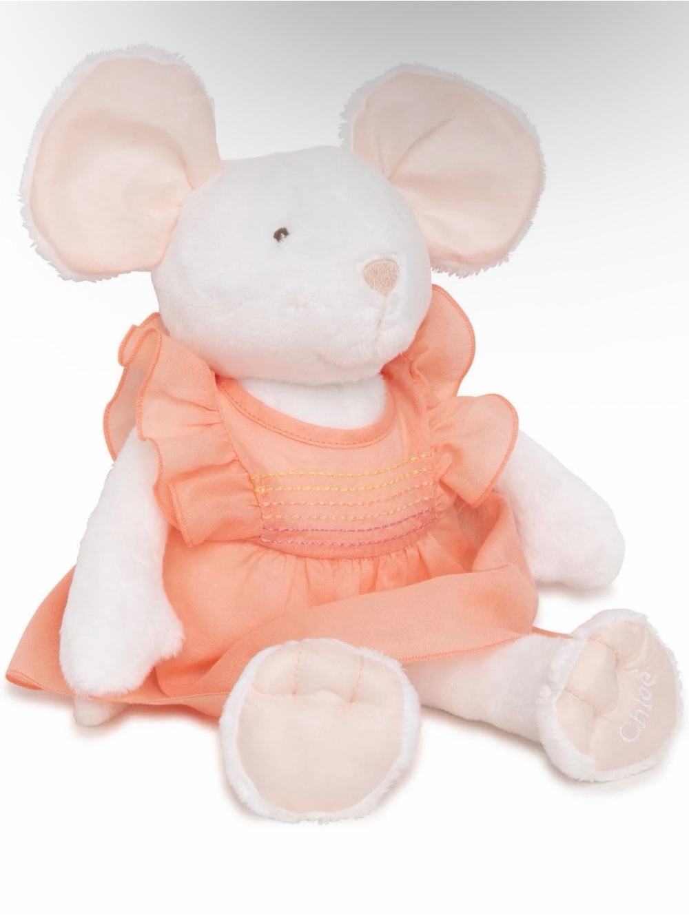 Chloé Papaya Mouse Toy – From Cotton Voile Baby Dress Set